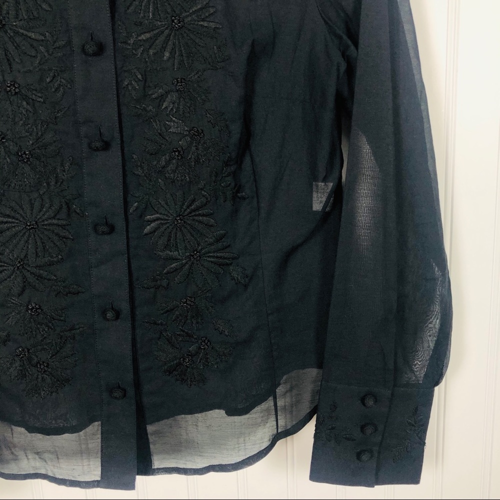 Talbots Embroidered Button Down Blouse - image 4